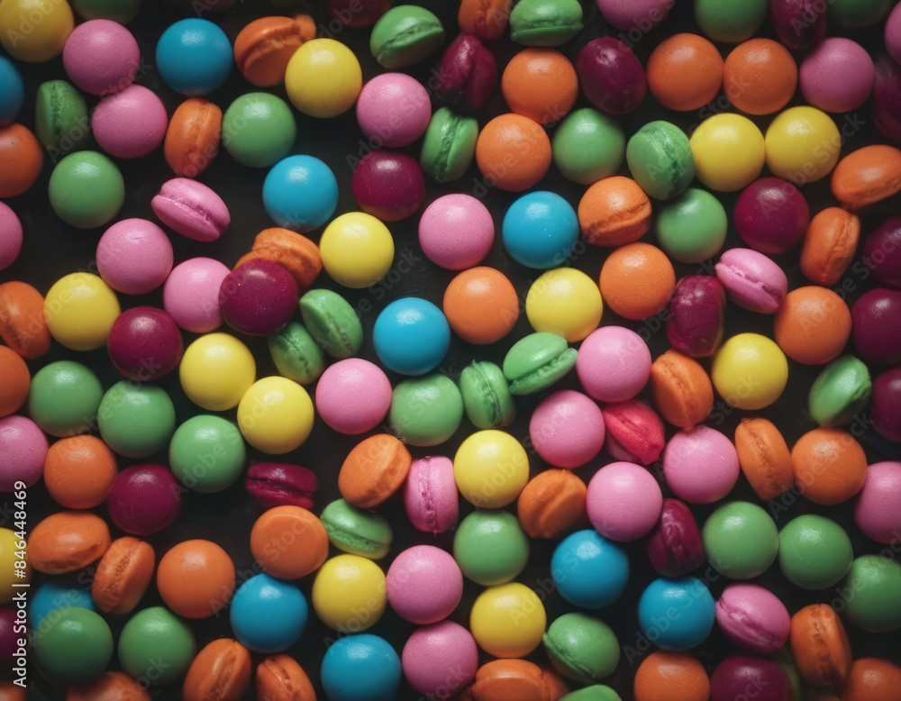 Caramelle rotonde colorate spuntano dal sacco, con una miscela di tonalità vivaci.
Caramelle rotonde colorate spuntano dal sacco, con una miscela di tonalità vivaci.