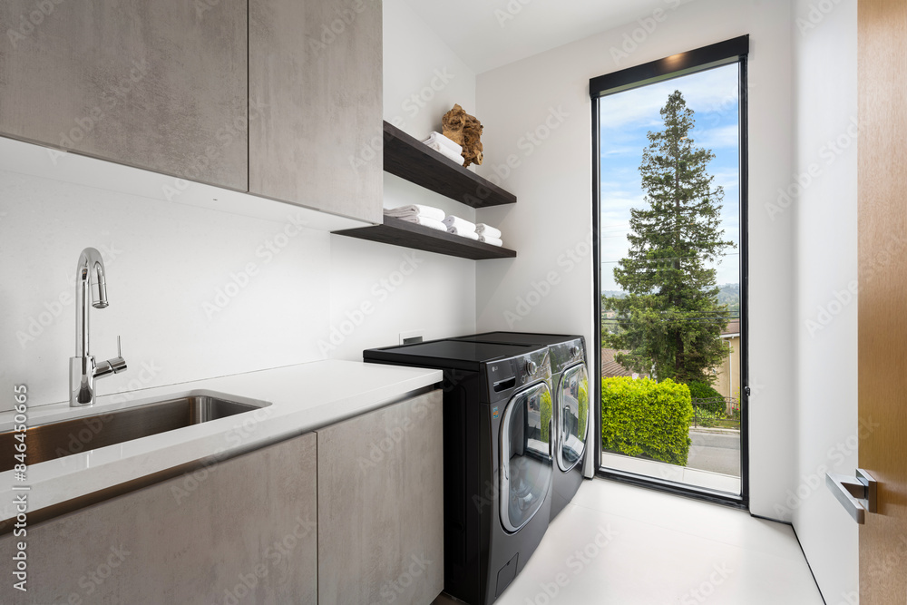 Washing machine and dryer are positioned in a single room Washing machine and dryer are positioned in a single room