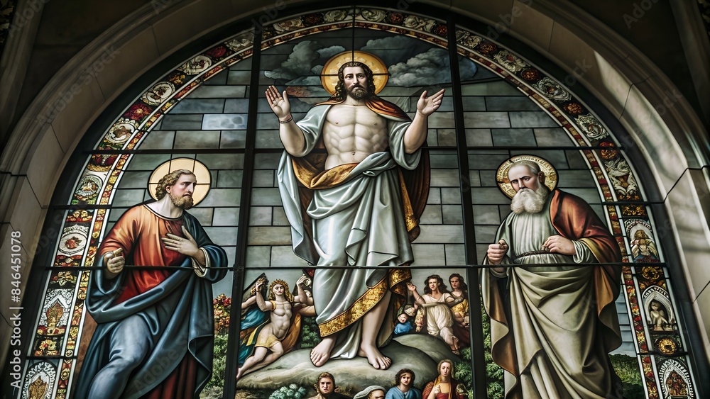 Fototapeta premium The Transfiguration: Vibrant Stained Glass by G.R. in Chiesa del Redentore, Milan