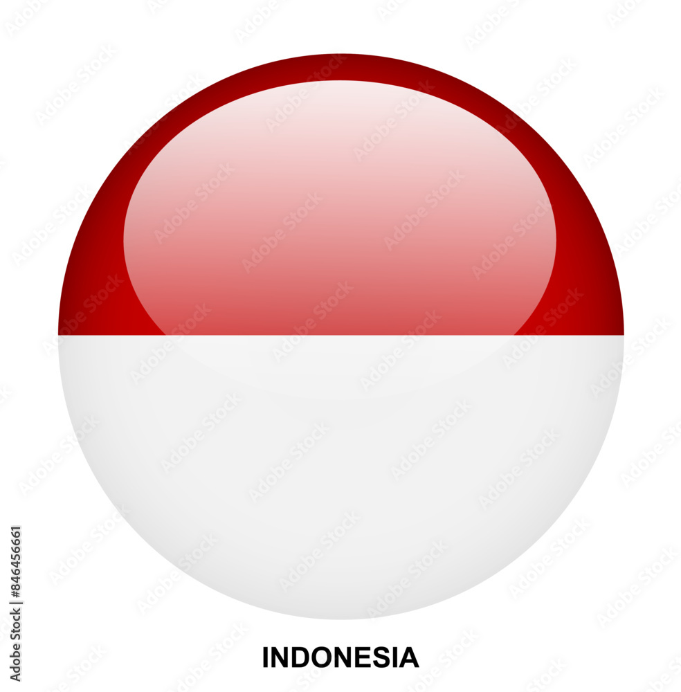 Obraz premium INDONESIA flag button on white background