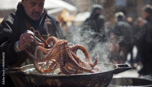 Masterful Chef: Capturing the Essence of Galician Tradition with Octopus at Local Festivity