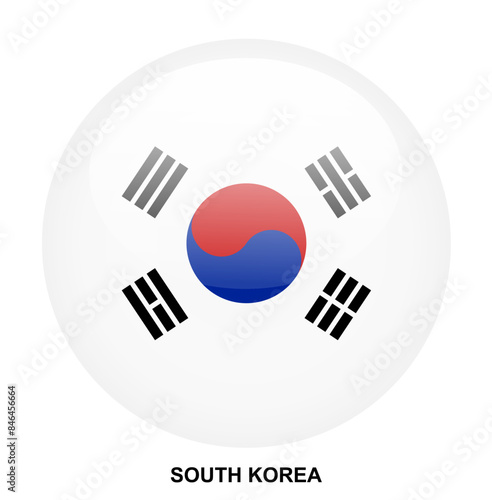 SOUTH KOREA flag button on white background