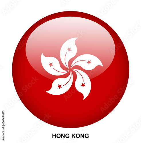 HONG KONG flag button on white background