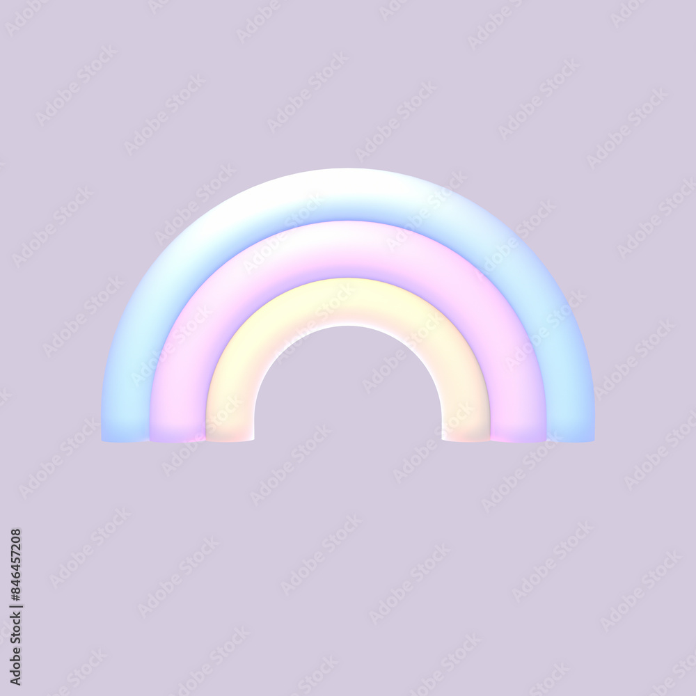 Obraz premium 3d rendered cartoon rainbow object on grayish purple color background.
