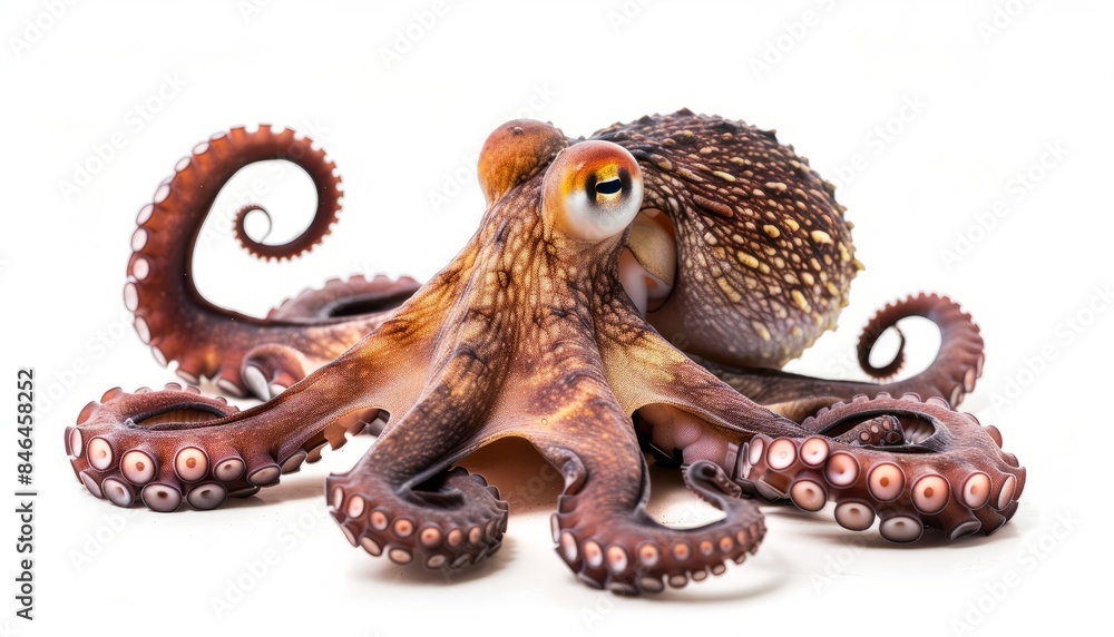 Fototapeta premium Mesmerizing Close-up: Common Octopus on White Background
