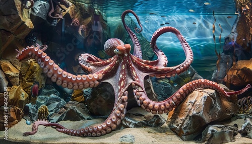 Wallpaper Mural Exploring the Enigmatic Common Octopus in a Spacious Sea Water Aquarium Torontodigital.ca