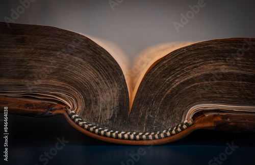 the ancient open book closeup