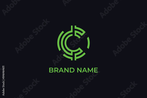 letter C tech company logo, letter C finance and tech company logo, letter C code logo, letter c forensic logo, Initial Letter C Modern Lettering with circular digital wire link