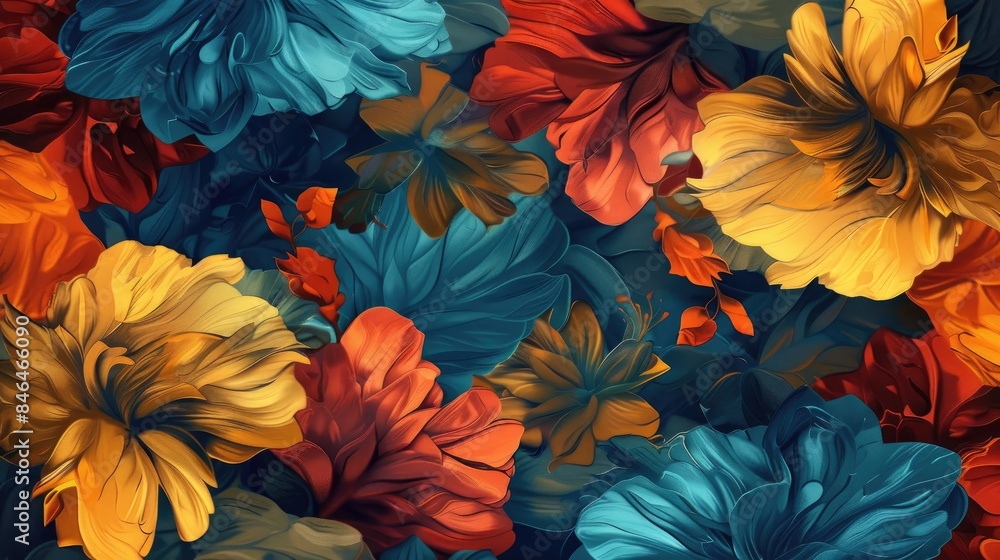 Background with Abstract Design of Flowers in Multiple Colors Background with Abstract Design of Flowers in Multiple Colors