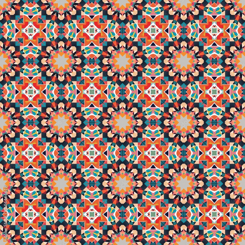 a red, orange and blue pattern with stars on it a red, orange and blue pattern with stars on it