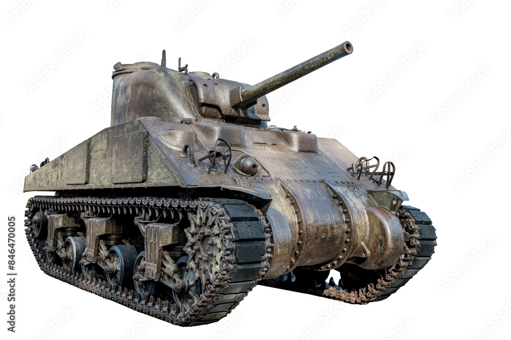 Obraz premium M4 Sherman tank from World War II on white background