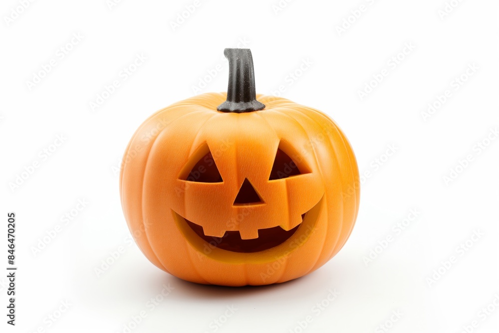 A carved jack-o'-lantern with a cheerful face on a white background, perfect for Halloween-themed projects and decorations. A carved jack-o'-lantern with a cheerful face on a white background, perfect for Halloween-themed projects and decorations.