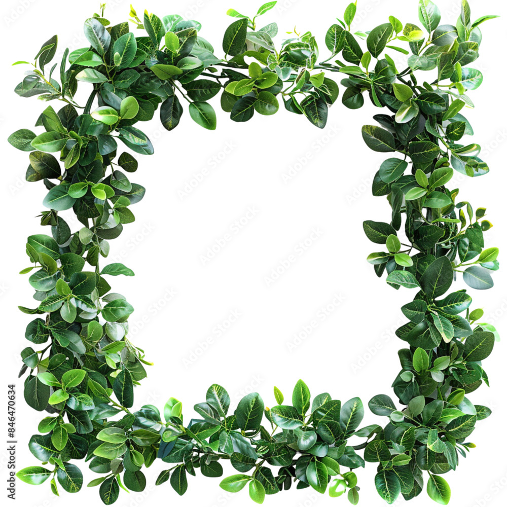 lush foliage as a frame border, isolated on white backgroun87ooy lush foliage as a frame border, isolated on white backgroun87ooy