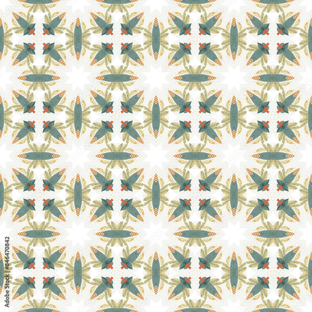 Seamless geometric pattern with vibrant colors and symmetrical shapes. Seamless geometric pattern with vibrant colors and symmetrical shapes.