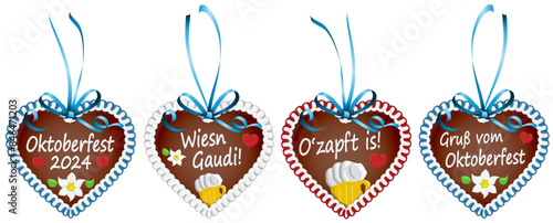 four gingerbread hearts Oktoberfest 2024