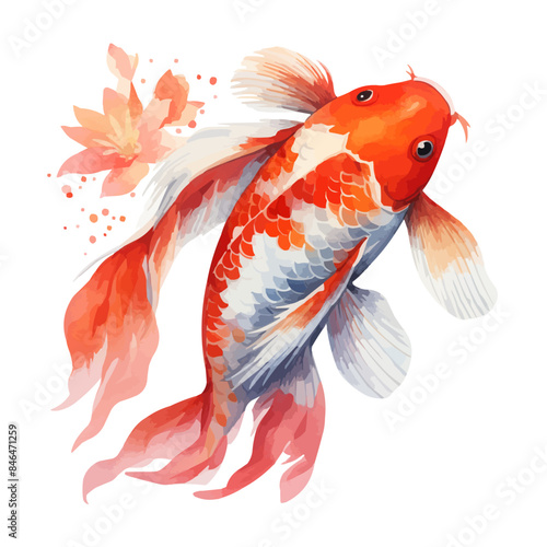 Watercolor koi fish clipart for graphic resources