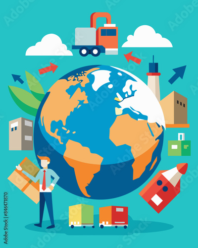 The effects of overproduction can be seen in the overstocking of warehouses and ports around the world creating logistical and storage challenges for traders.. Vector illustration