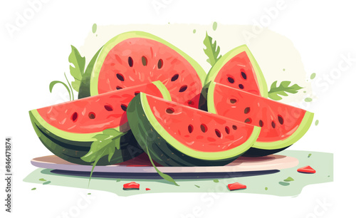 Watermelon vector flat minimalistic isolated vector style illustration