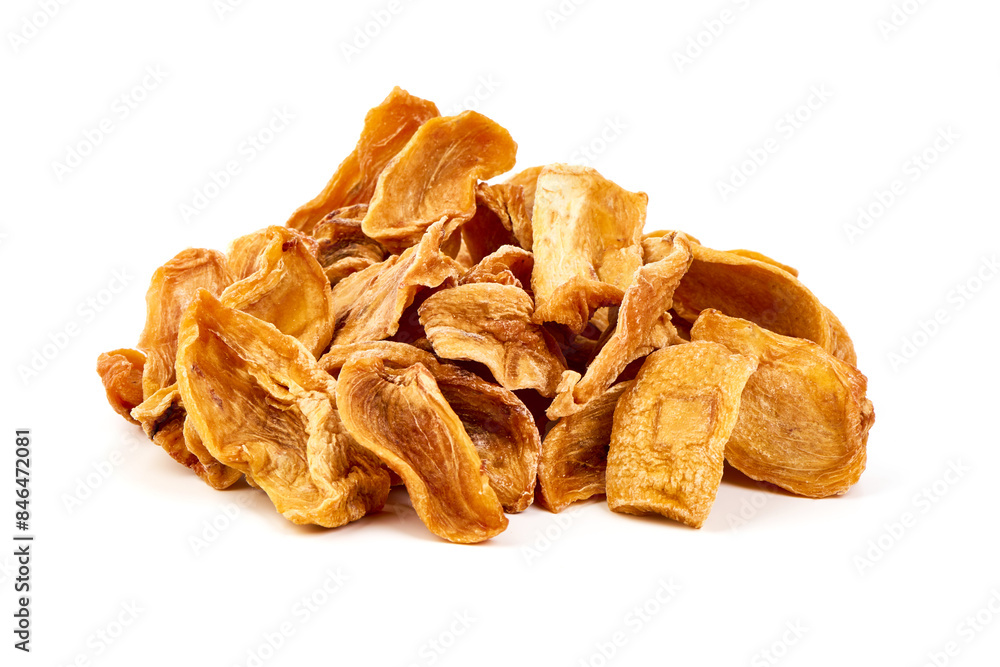 Dried persimmons, close-up, isolated on white background Dried persimmons, close-up, isolated on white background