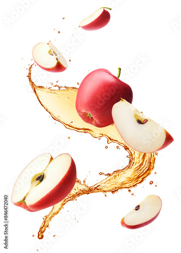 Obraz na plátně Fresh apple with apple juice splash