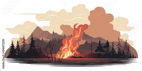 wildfires vector flat minimalistic isolated illustration