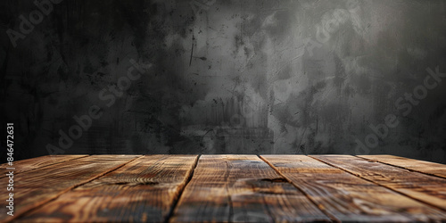 a wooden table against a blurred background, possibly with a misty or steamy atmosphere. photo