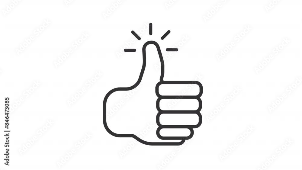 Animated like hand icon. Thumb up line animation. Raising up finger, pressing. Web cursor arrow. Black illustration on white background. HD video with alpha channel. Motion graphic Animated like hand icon. Thumb up line animation. Raising up finger, pressing. Web cursor arrow. Black illustration on white background. HD video with alpha channel. Motion graphic