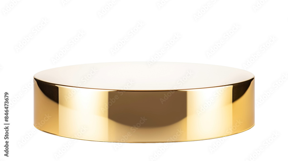 Shiny gold round pedestal display, cut out on transparent png background.
Shiny gold round pedestal display, cut out on transparent png background.