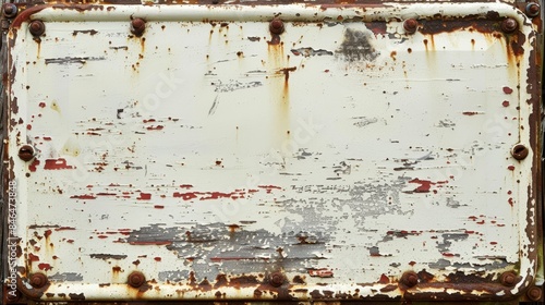 Old enamel sign background, with chipped paint and rust around the edges. 