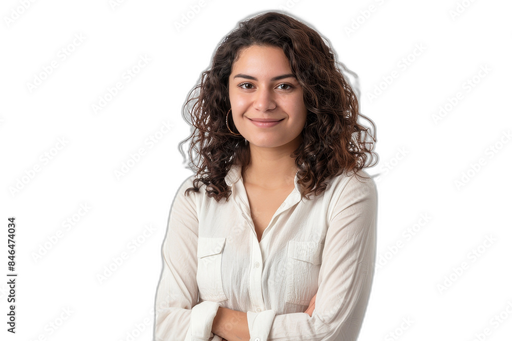 An Indian woman is isolated against a green chroma background, crossing her arms with confidence. An Indian woman is isolated against a green chroma background, crossing her arms with confidence.