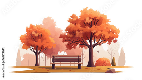 Autumn foliage in a park vector simple 3d smooth isolated illustration