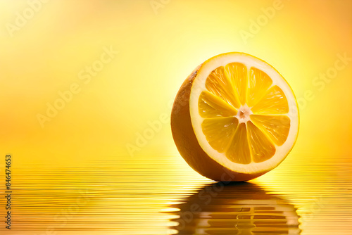 Limone giallo in primissimo piano. Su sfondo anch'esso giallo. Still life. photo