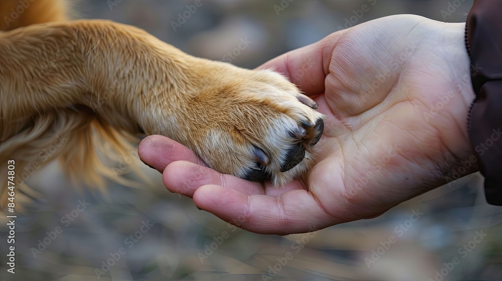 Heartfelt Human and Dog Paw Shake, Symbol of Friendship Heartfelt Human and Dog Paw Shake, Symbol of Friendship