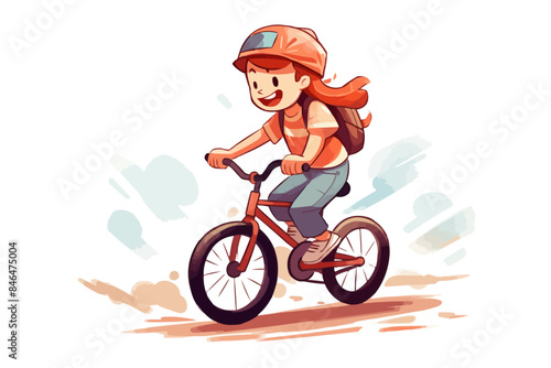 kid riding bicycle vector flat minimalistic isolated illustration