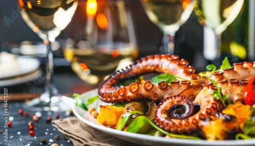 Savor the Flavor: Grilled Octopus and White Wine Delight at Restaurant AR 7:4