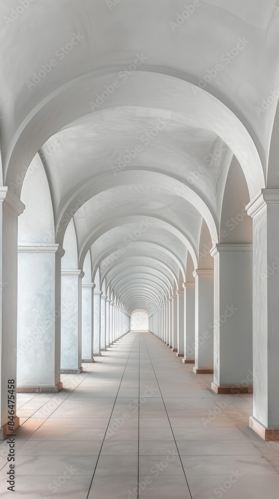White Archway Corridor With Light Streaming Through White Archway Corridor With Light Streaming Through