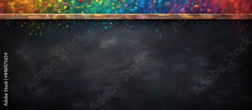 The image depicts a chalkboard covered in colorful crayon marks representing the concept of learning in a school environment It provides a visual representation of education and the use of a traditio photo