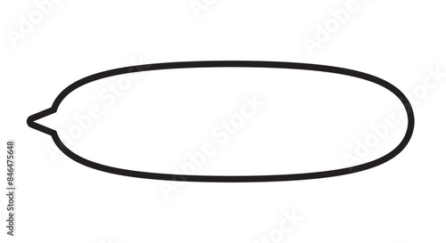 丸いふきだし　左　横長　モノクロ　白黒　線画　シンプル　イラスト　素材