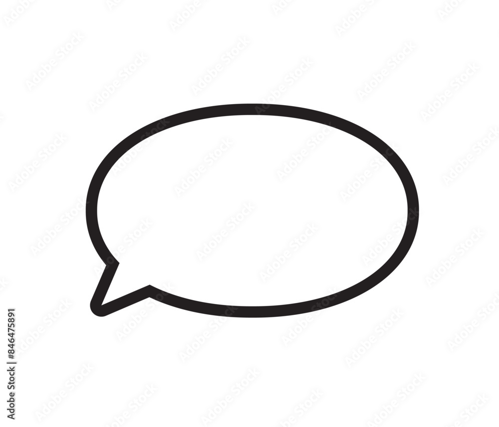 丸いふきだし　左下　モノクロ　白黒　線画　シンプル　イラスト　素材