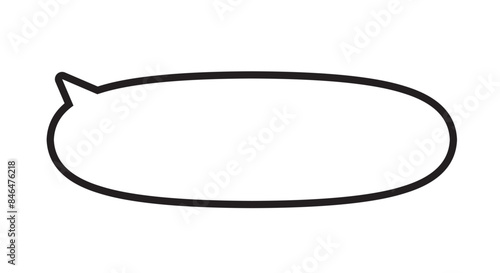 丸いふきだし　左上　横長　モノクロ　白黒　線画　シンプル　イラスト　素材