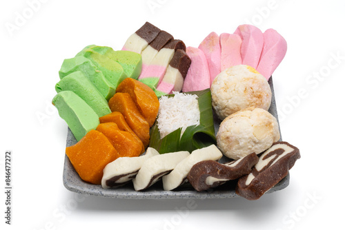 Isolated Getuk Gondok on White Background. Delicious Cassava Snack from Magelang, Indonesia.