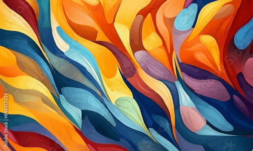 A colorful painting with a lot of different colors and shapes
