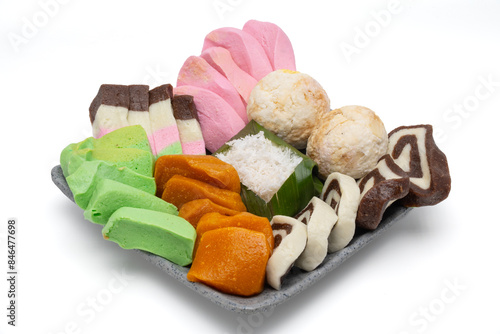 Isolated Getuk Gondok on White Background. Delicious Cassava Snack from Magelang, Indonesia.