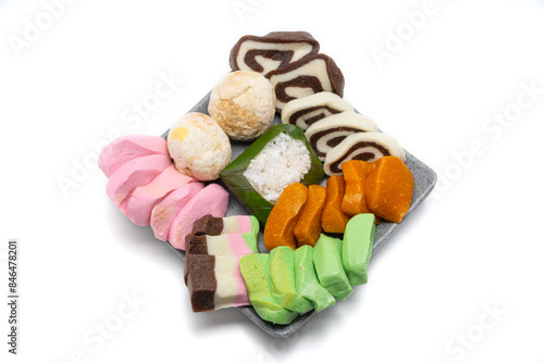 Isolated Getuk Gondok on White Background. Delicious Cassava Snack from Magelang, Indonesia.