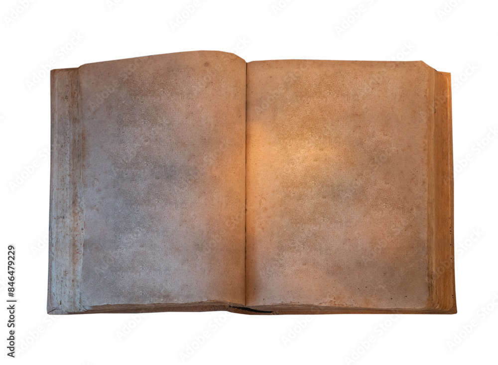  open old book on white background