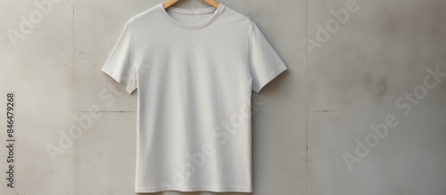 Copy space image of a light textured background with a blank grey t shirt photo