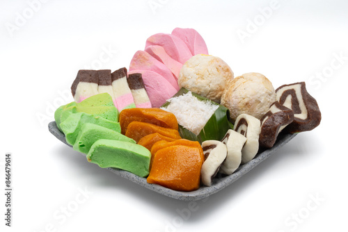 Isolated Getuk Gondok on White Background. Delicious Cassava Snack from Magelang, Indonesia.