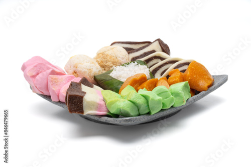 Isolated Getuk Gondok on White Background. Delicious Cassava Snack from Magelang, Indonesia.