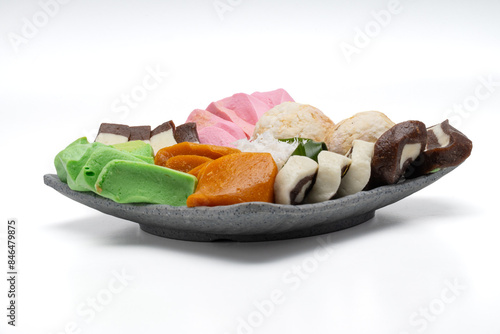 Isolated Getuk Gondok on White Background. Delicious Cassava Snack from Magelang, Indonesia.