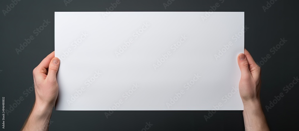 Hands holding paper blank a4 size for letter paper. copy space available Hands holding paper blank a4 size for letter paper. copy space available